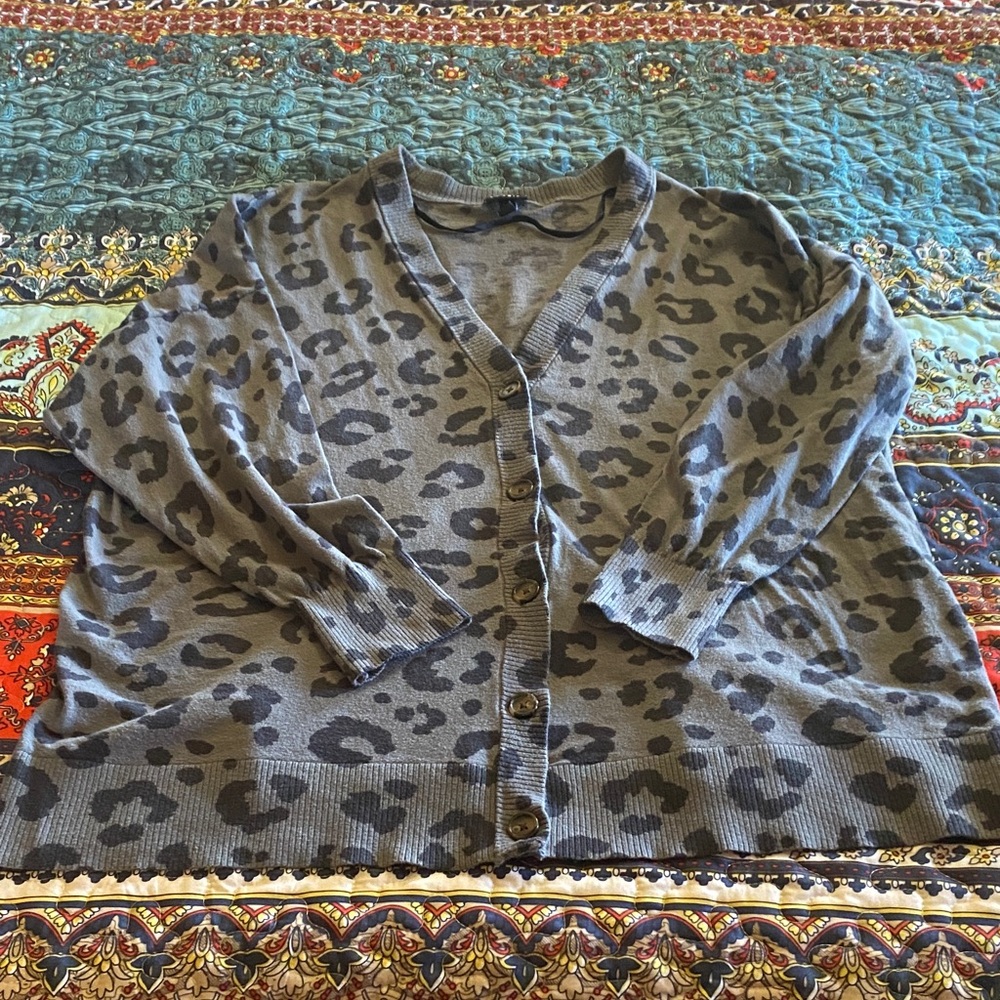 Torrid Gray Leopard Print Cardigan